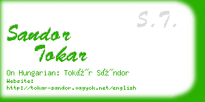 sandor tokar business card